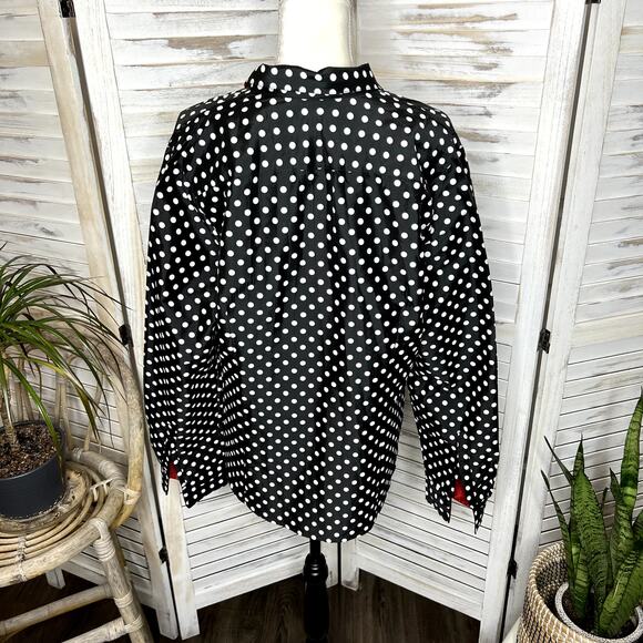 VINTAGE BELUVA SAN FRANCISCO Women's Polka Dot Button Front TopBlack White XL - Picture 5 of 16